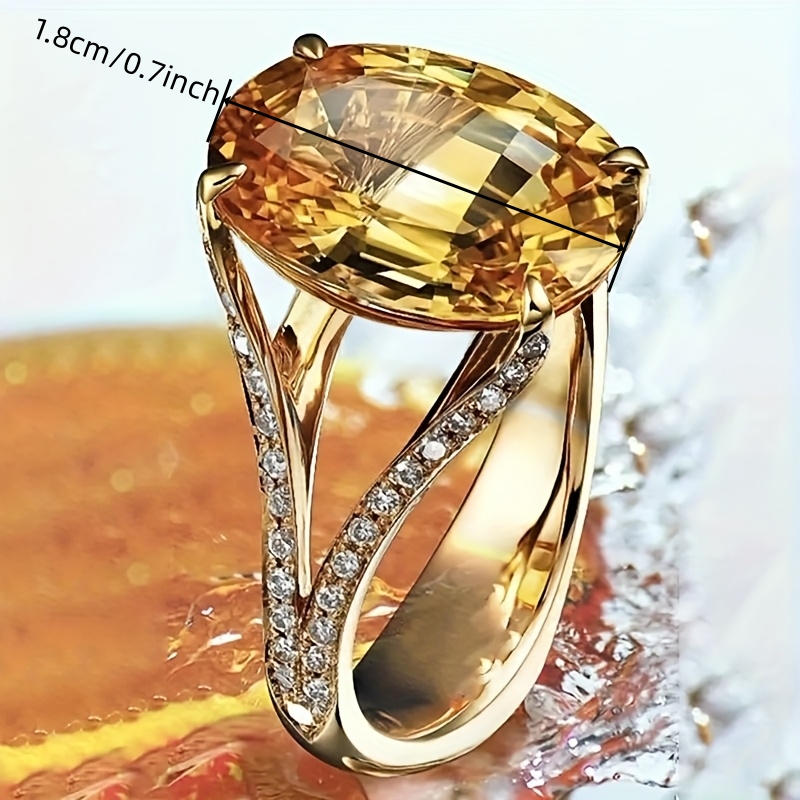 Luxury Yellow Synthetic Zirconia Engagement Ring